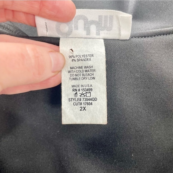 Quum‎ black sleeveless midi Ruffle V- Neck Faux Wrap dress 2X - Picture 9 of 9